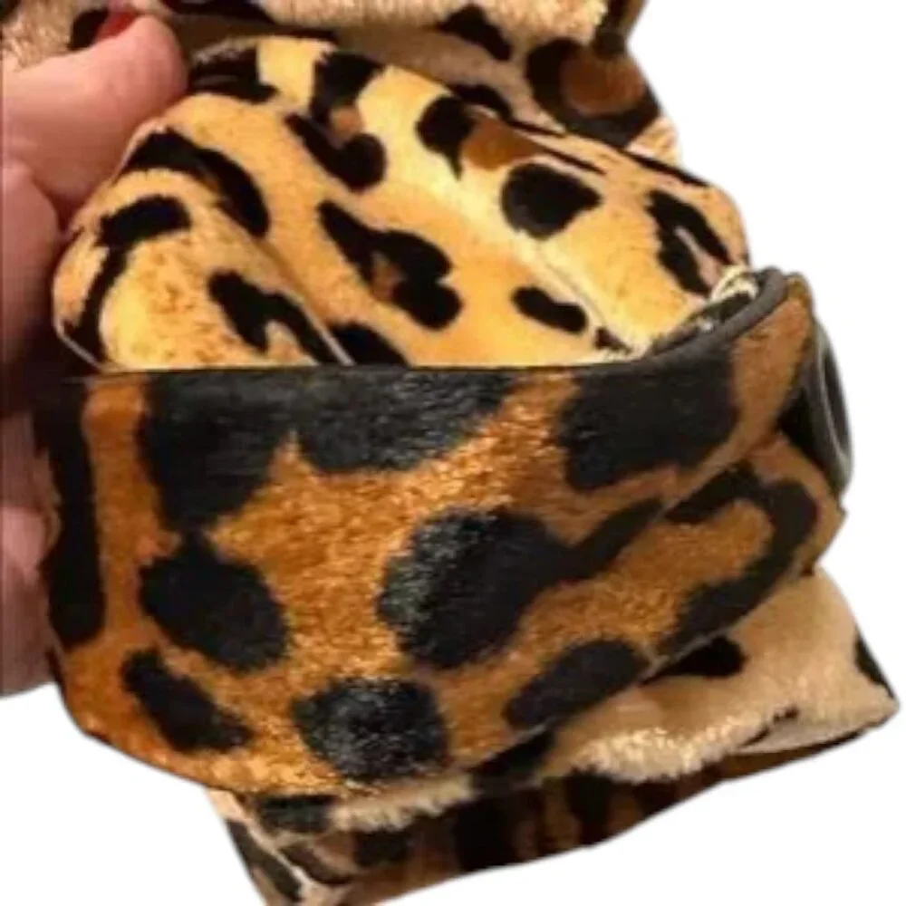 Leopard Print Blazer Petite 6P Brown Tan Velvet Feel Animal Print Chic
